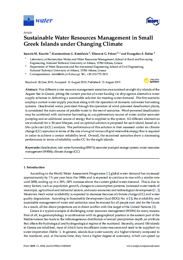 (PDF) Sustainable Water Resources Management in Small Greek Islands ...
