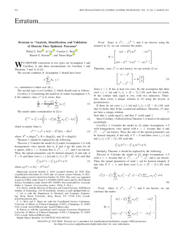 (PDF) Erratum to “Analysis, Identification, and Validation of Discrete ...