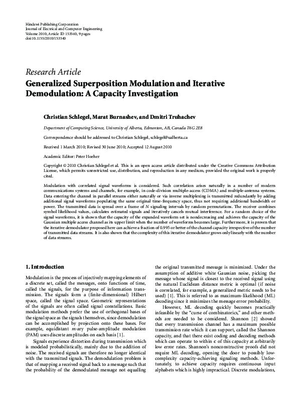 (PDF) Generalized Superposition Modulation and Iterative Demodulation ...