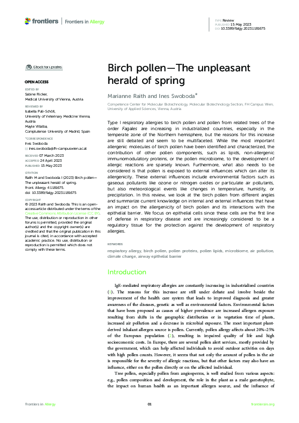 (PDF) Birch pollen—The unpleasant herald of spring