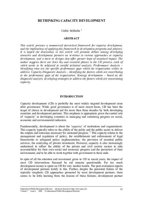 (PDF) Rethinking Capacity Development