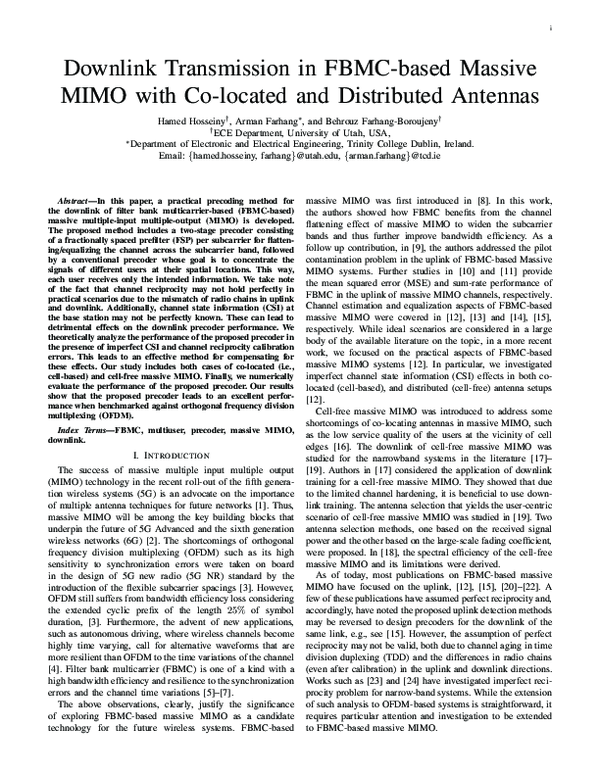 (PDF) Downlink Transmission in FBMC-based Massive MIMO with Co-located ...