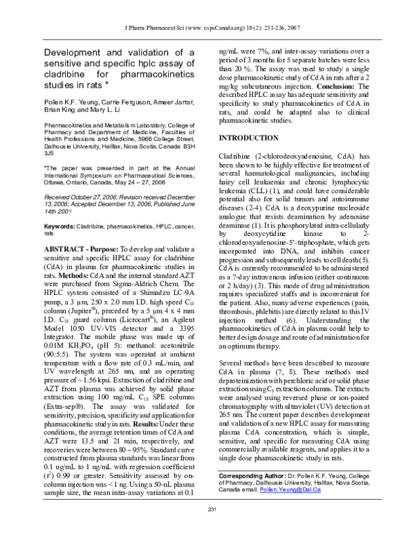 (PDF) Development and validation of a sensitive and specific HPLC assay ...