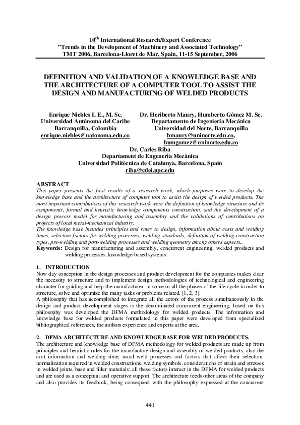 (PDF) Definition and Validation of a Knowledge Base and the ...