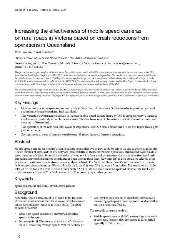 (PDF) Increasing the effectiveness of mobile speed cameras on rural ...