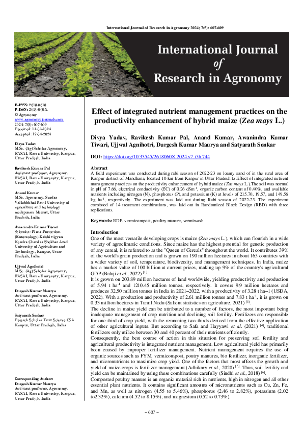 (PDF) Effect of integrated nutrient management practices on the ...
