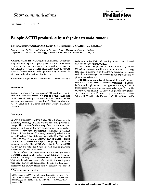 (PDF) Actopic ACTH production by a thymic carcinoid tumour