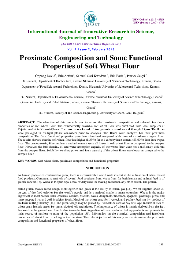 (PDF) Proximate Composition and Some Functional Properties of Soft ...