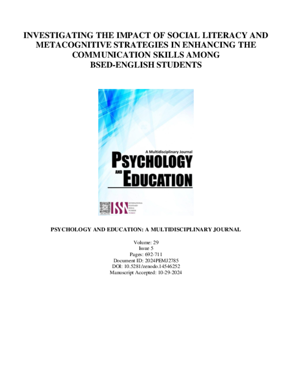 (PDF) Investigating the Impact of Social Literacy and Metacognitive ...