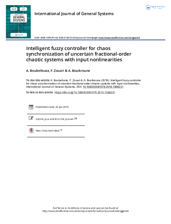 (PDF) Intelligent fuzzy controller for chaos synchronization of ...