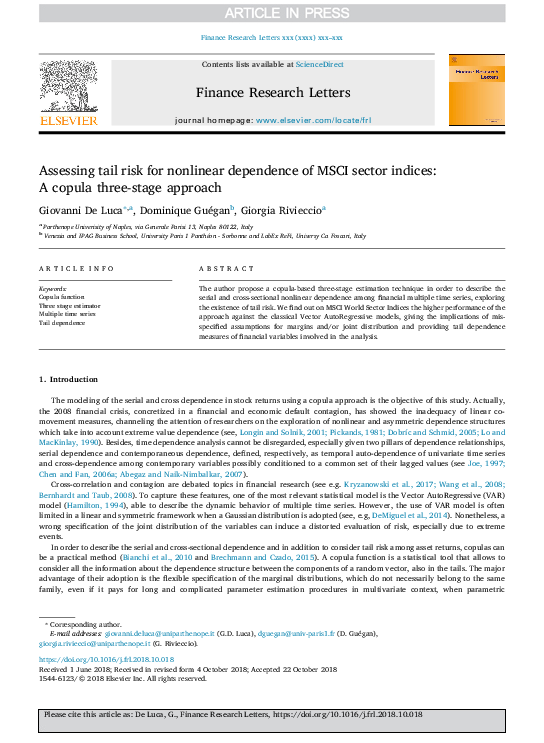 (PDF) Assessing tail risk for nonlinear dependence of MSCI sector ...