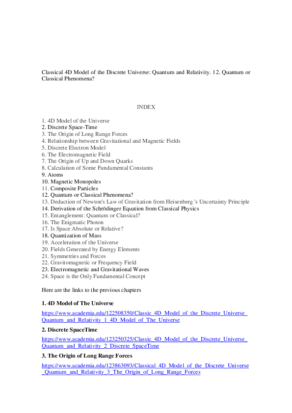 (PDF) Classical 4D Model of the Discrete Universe: Quantum and ...