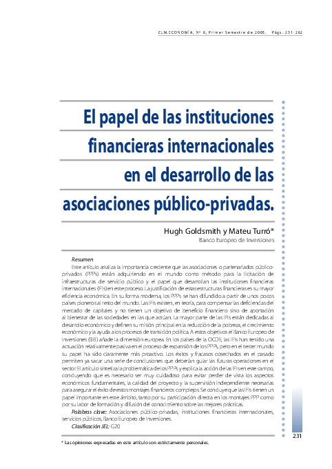 (PDF) El papel de las instituciones financieras internacionales en el ...