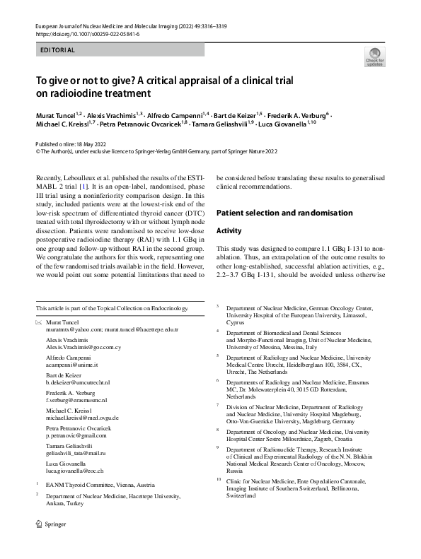 (PDF) To give or not to give? A critical appraisal of a clinical trial ...