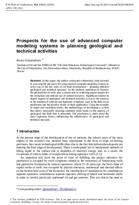 (PDF) Prospects for the use of advanced computer modeling systems in ...
