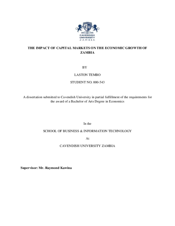 (PDF) The Impact of Capital Markets on Economic Growth in Zambia