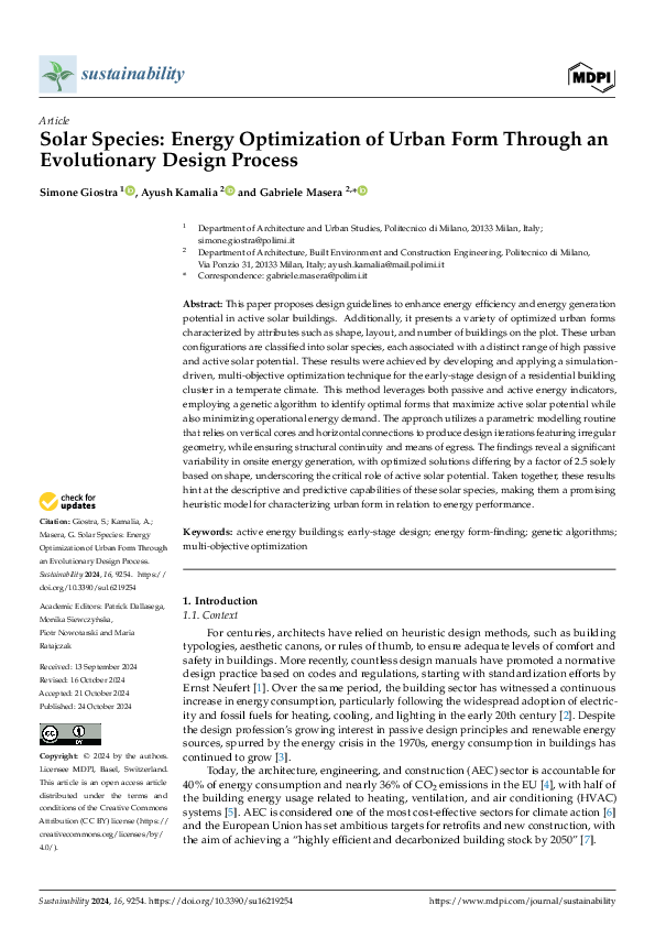 (PDF) Solar Species: Energy Optimization of Urban Form Through an ...