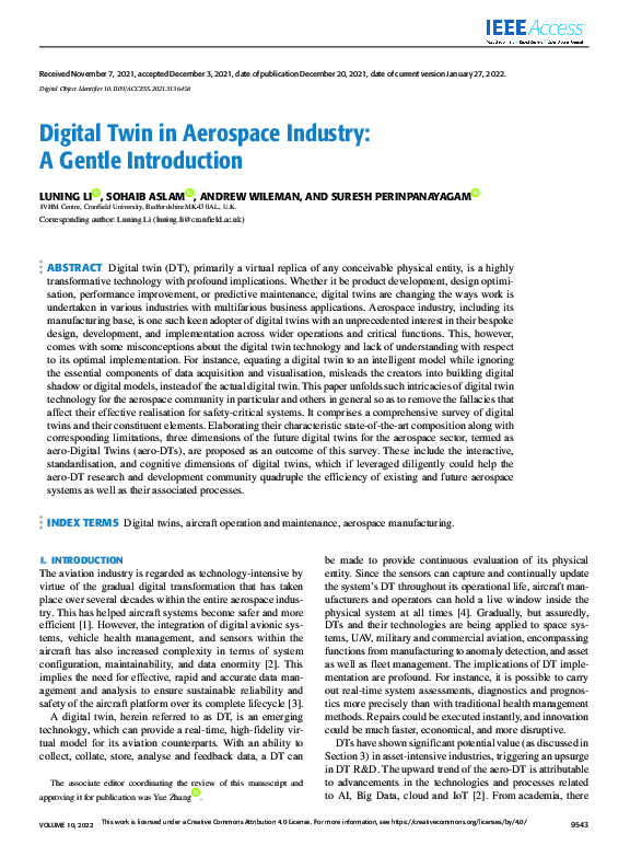 (PDF) Digital Twin in Aerospace Industry: A Gentle Introduction