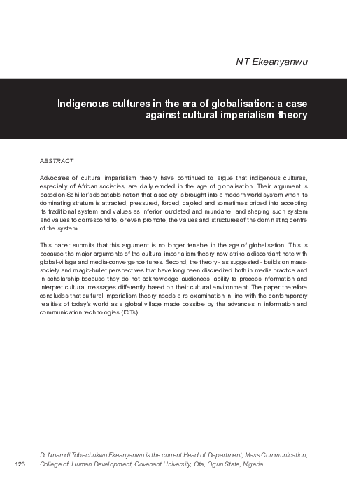 (PDF) Indigenous cultures in the era of globalisation