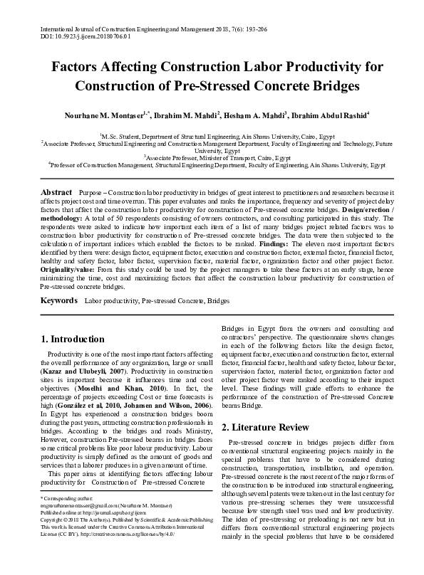 (PDF) Factors Affecting Construction Labor Productivity in Kuwait
