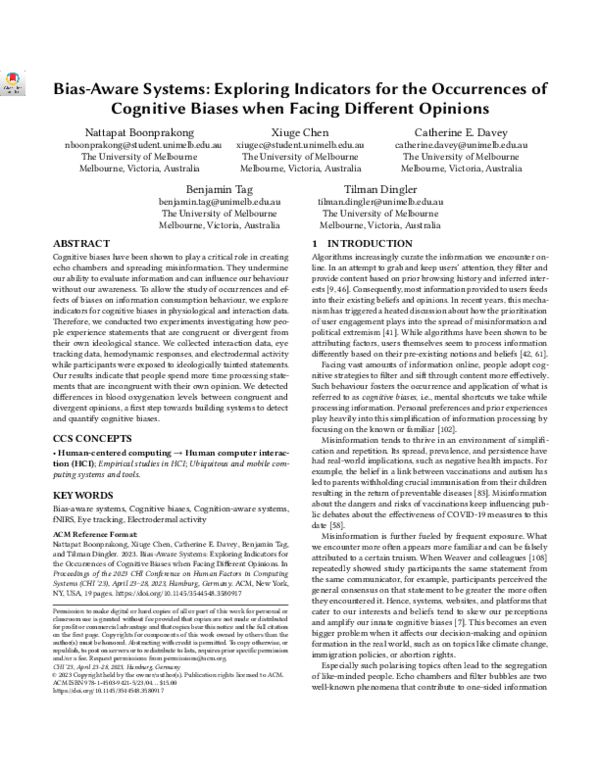 (PDF) Bias-Aware Systems: Exploring Indicators for the Occurrences of ...