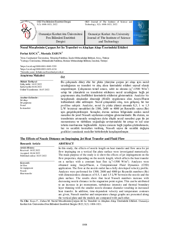 (PDF) The Effects of Nozzle Distance on Impinging Jet Heat Transfer and ...
