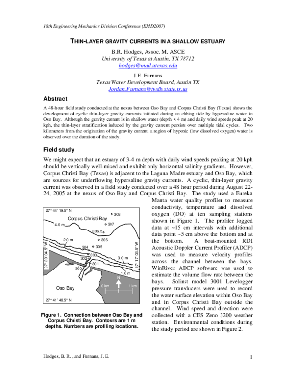(PDF) Thin-Layer Gravity Currents in a Shallow Estuary