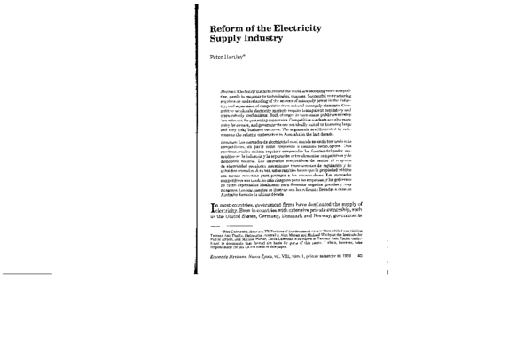 (PDF) Reform of the Electricity Supply Industry
