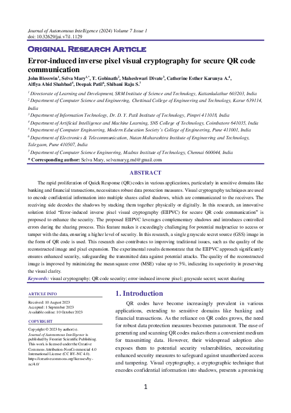 (PDF) Error-induced inverse pixel visual cryptography for secure QR ...