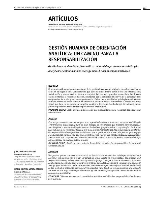 (PDF) Analytical orientation human management: A path to responsibilization
