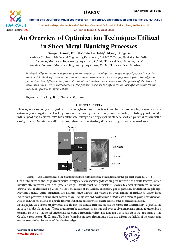 (PDF) An Overview of Optimization Techniques Utilized in Sheet Metal ...