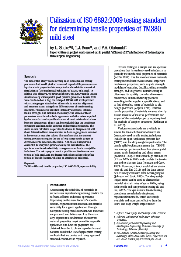 (PDF) Utilization of ISO 6892: 2009 testing standard for determining ...