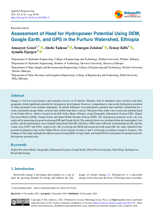 (PDF) Assessment of Head for Hydropower Potential Using DEM, Google ...