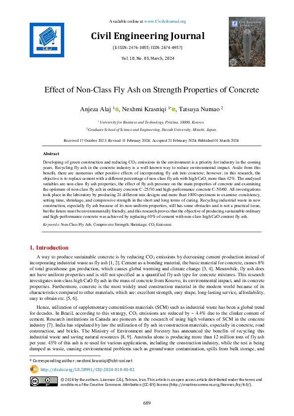 (PDF) Effect of Non-Class Fly Ash on Strength Properties of Concrete