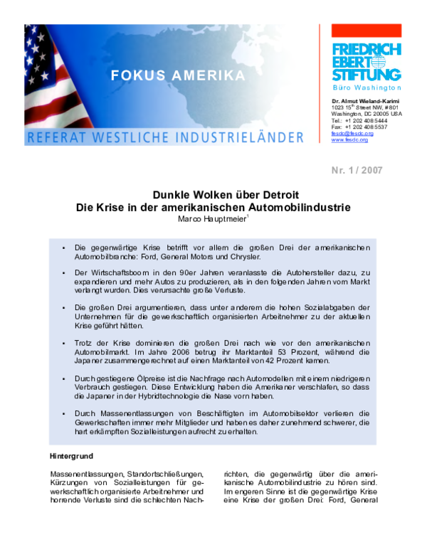 Pdf Dunkle Wolken Uber Detroit Die Krise In Der Amerikanischen