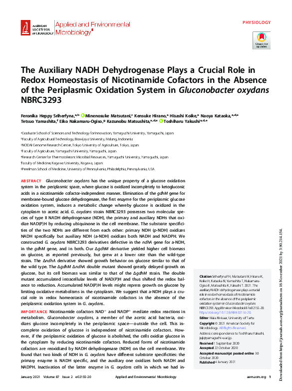 (PDF) The Auxiliary NADH Dehydrogenase Plays a Crucial Role in Redox ...
