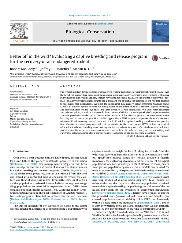 (PDF) Better off in the wild? Evaluating a captive breeding and release ...