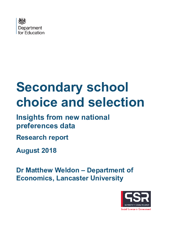 (PDF) Secondary school choice and selection : insights from new ...