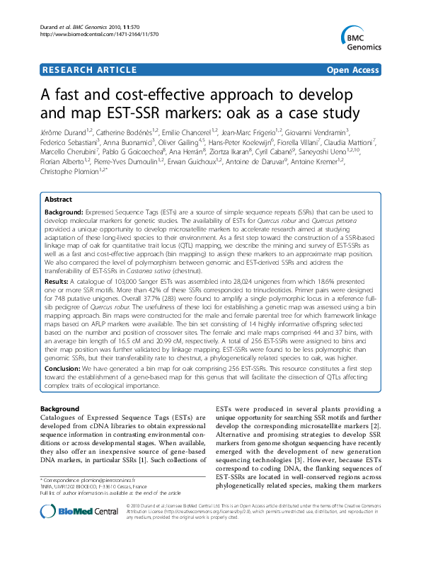 (PDF) A fast and cost-effective approach to develop and map EST-SSR ...