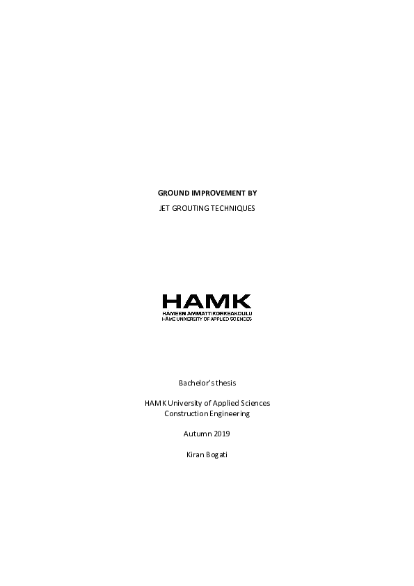 (PDF) Ground Improvement by Jet Grouting Techniques