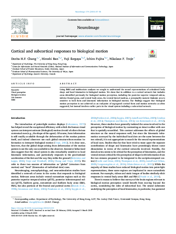 (PDF) Cortical and subcortical responses to biological motion