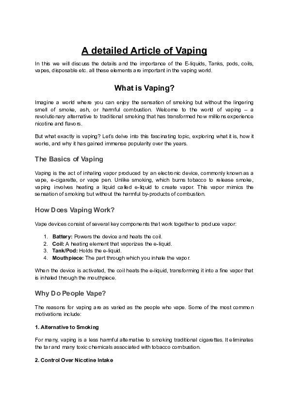 (PDF) Vaping Unveiled: A Comprehensive Guide to the Modern Alternative ...