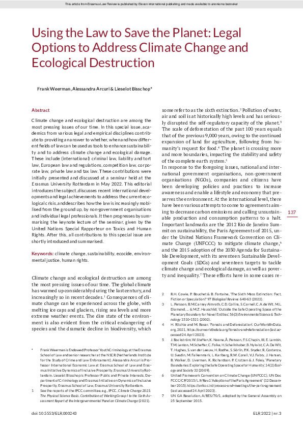 (PDF) Using the Law to Save the Planet: Legal Options to Address ...
