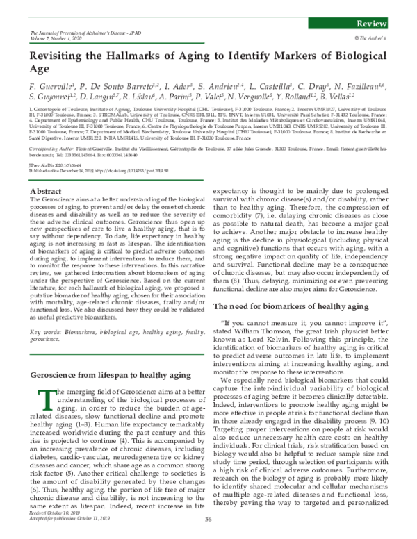 (PDF) Revisiting the Hallmarks of Aging to Identify Markers of ...