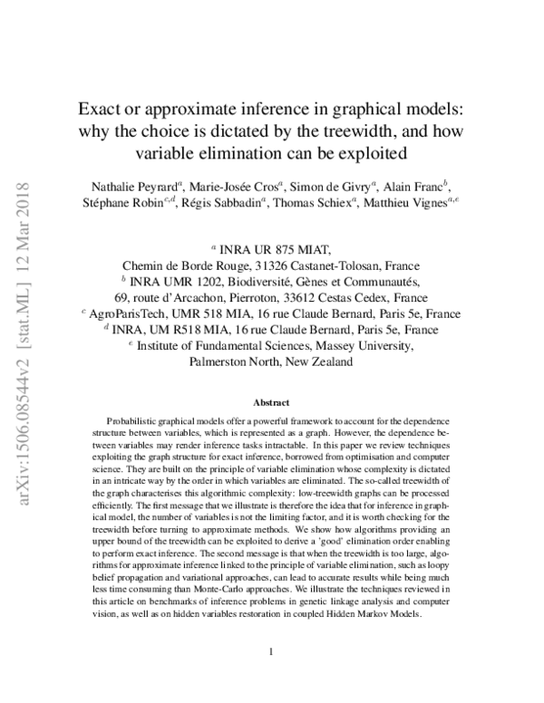 (PDF) Exact and approximate inference in graphical models: variable ...
