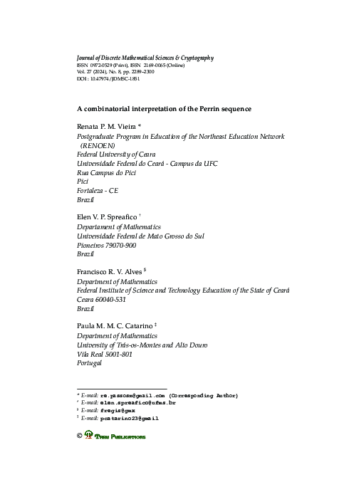 (PDF) A combinatorial interpretation of the Perrin sequence