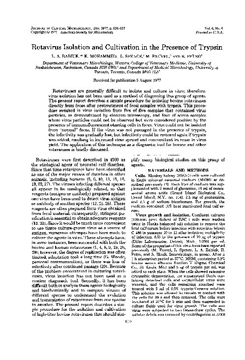 (PDF) Rotavirus isolation and cultivation in the presence of trypsin