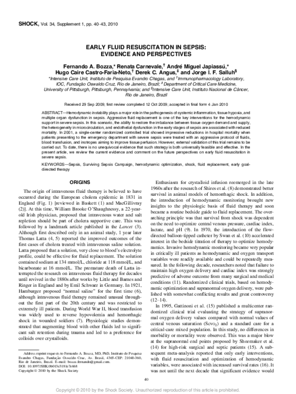 (PDF) Early Fluid Resuscitation in Sepsis