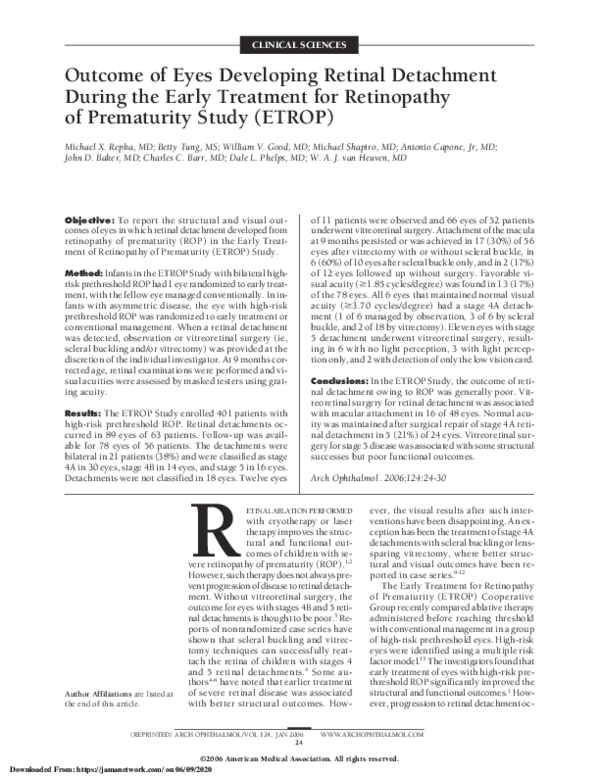 (PDF) Outcome of Eyes Developing Retinal Detachment During the Early ...