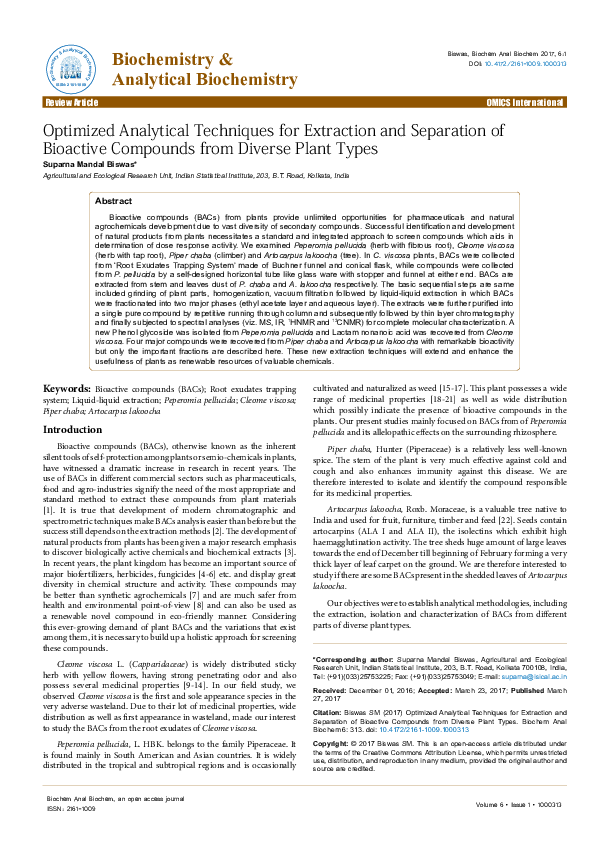 (PDF) Optimized Analytical Techniques for Extraction and Separation of ...